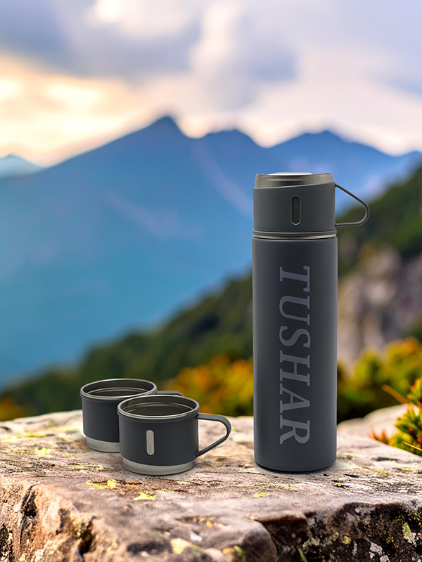 Personalized Hot & cold Flask with cup - Thermo flask name bottle stainless steel