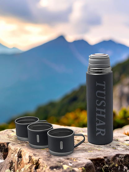 Personalized Hot & cold Flask with cup - Thermo flask name bottle stainless steel