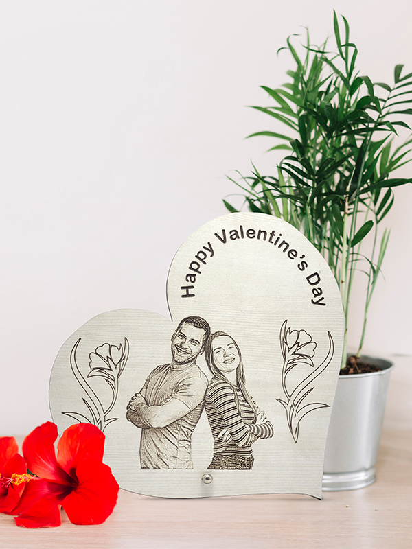 Personalised Engraved Wooden Photo Heart Frame For couple/Family