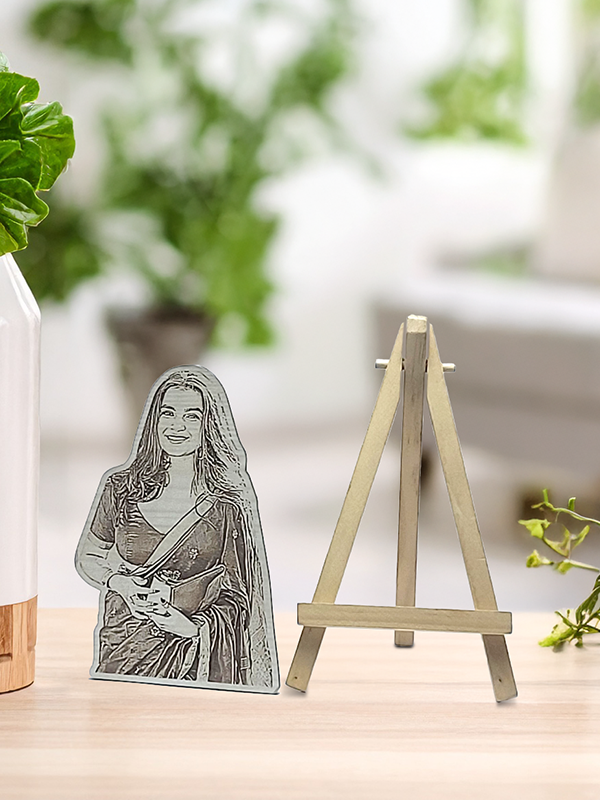 Wooden Engraved Photo Standy