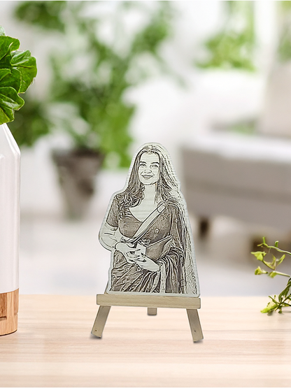 Wooden Engraved Photo Standy