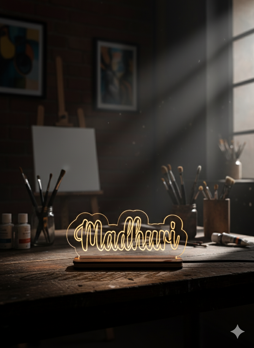 Personalized LED Name Lamp - Modern Engraved LED Desk Lamp