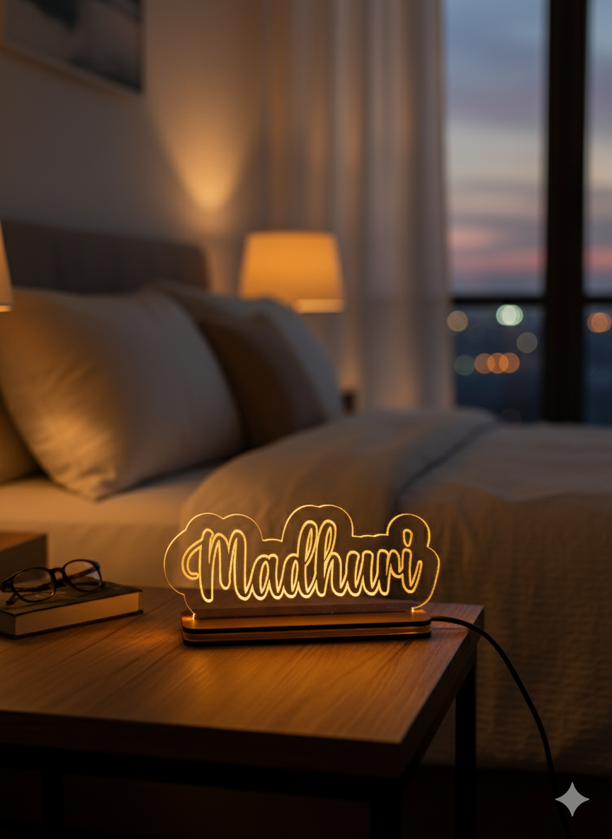 Personalized LED Name Lamp - Modern Engraved LED Desk Lamp