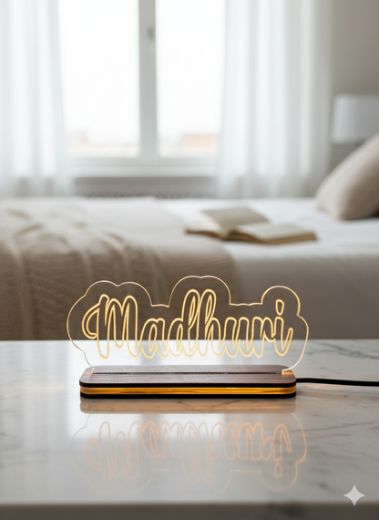 Personalized LED Name Lamp - Modern Engraved LED Desk Lamp