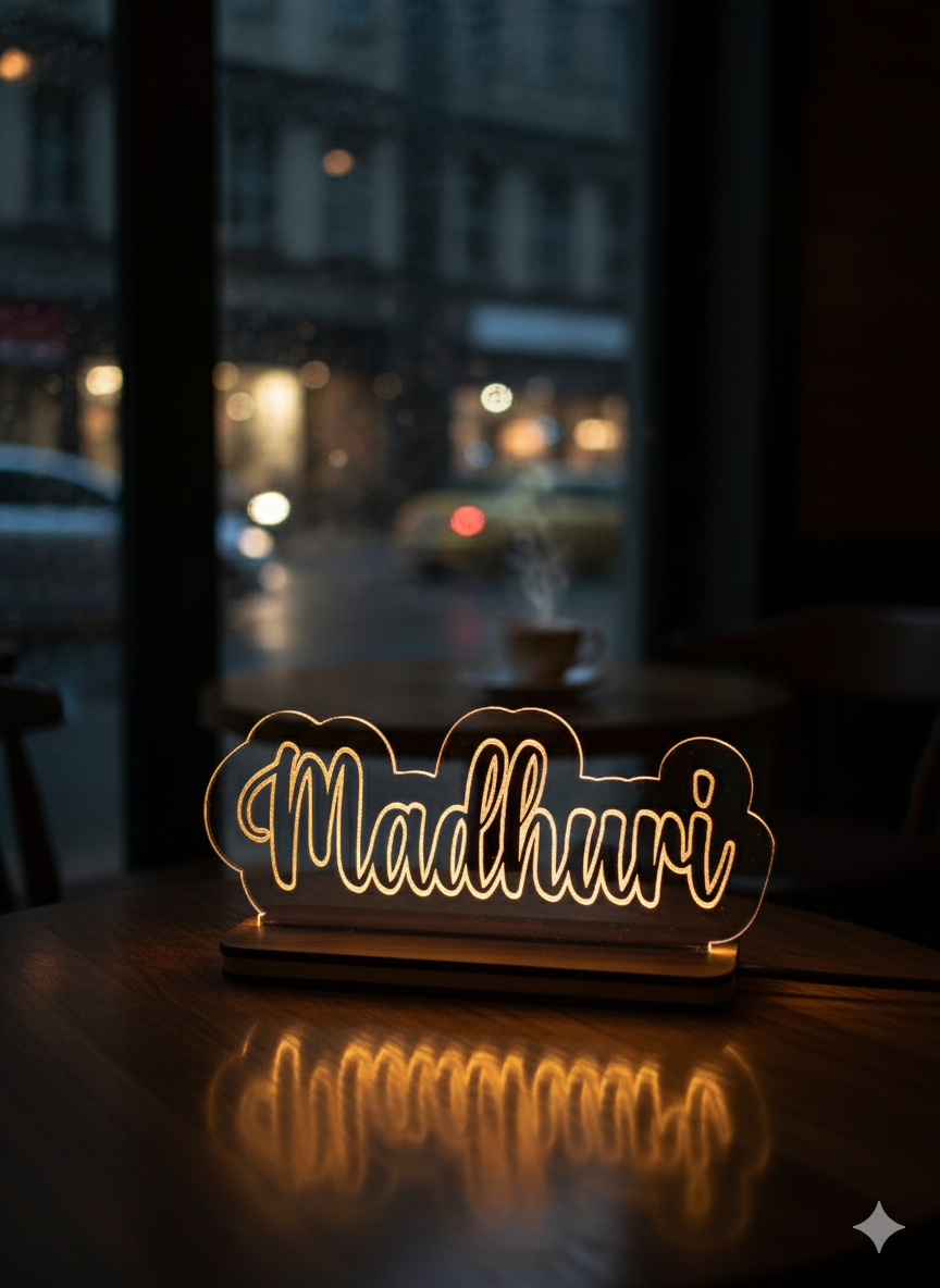 Personalized LED Name Lamp - Modern Engraved LED Desk Lamp