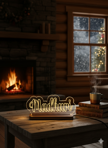 Personalized LED Name Lamp - Modern Engraved LED Desk Lamp