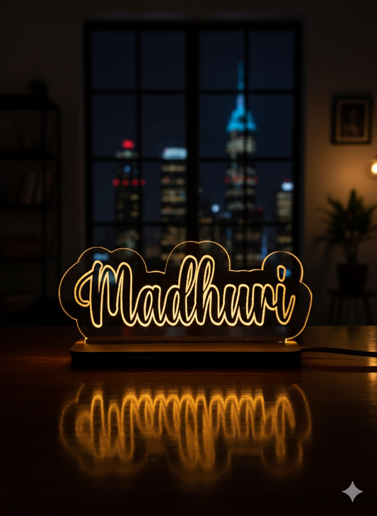 Personalized LED Name Lamp - Modern Engraved LED Desk Lamp