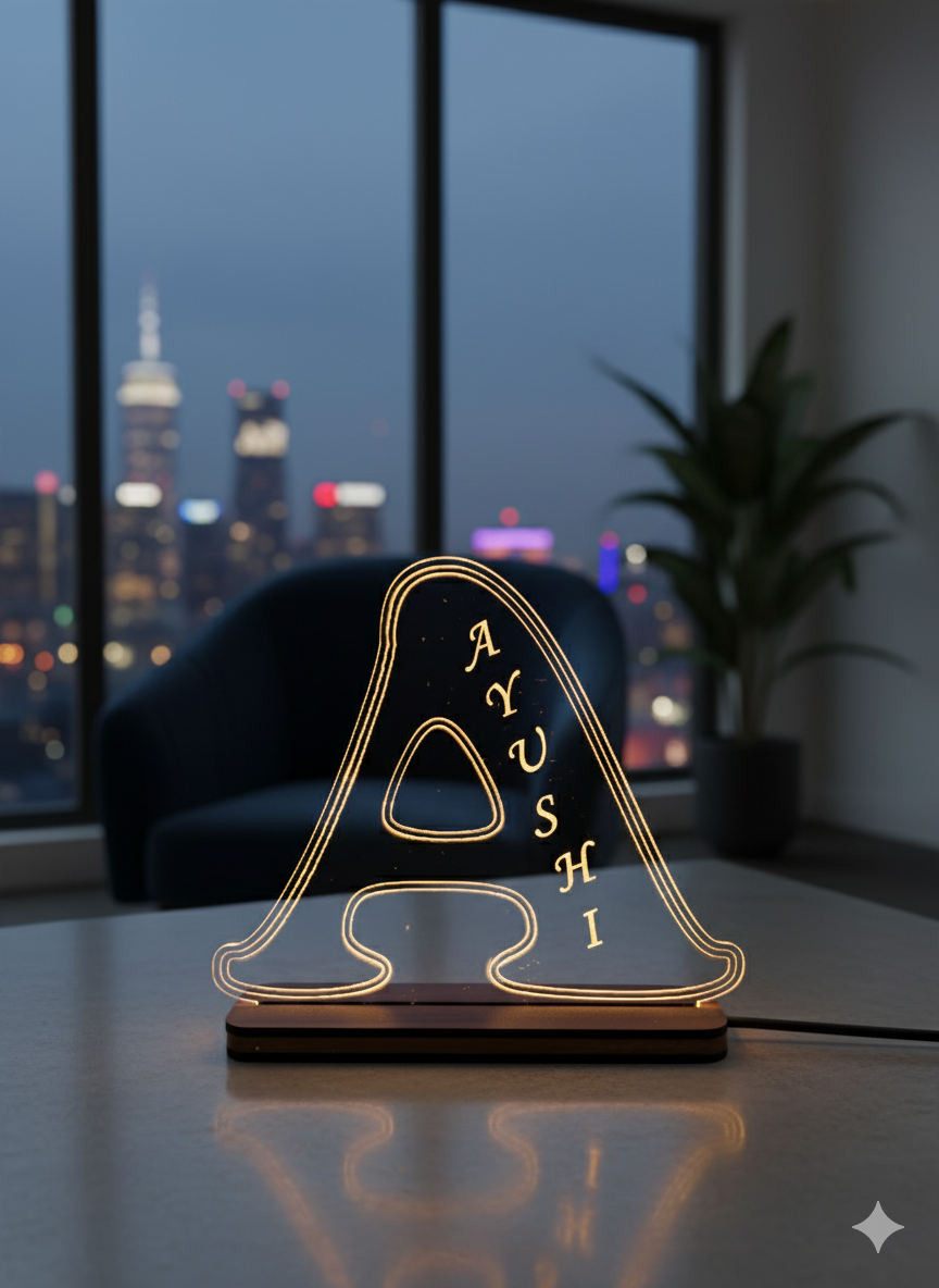 Bespoke LED Letter Lamp with Name Etching