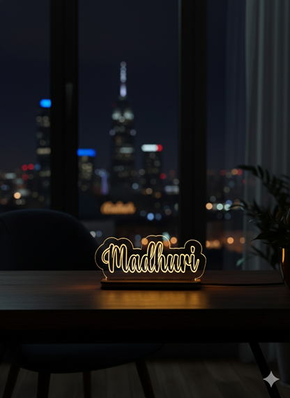 Personalized LED Name Lamp - Modern Engraved LED Desk Lamp
