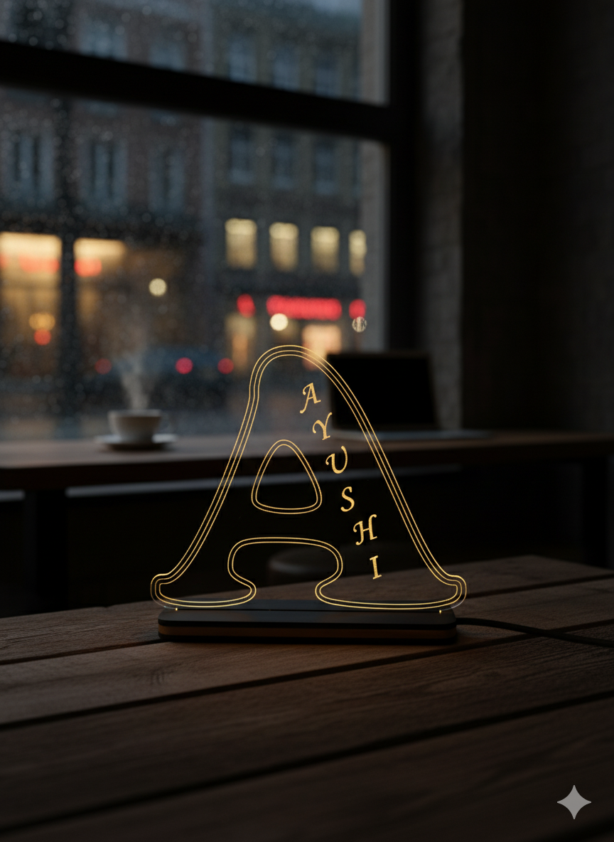 Bespoke LED Letter Lamp with Name Etching
