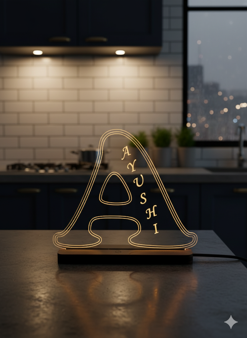 Bespoke LED Letter Lamp with Name Etching