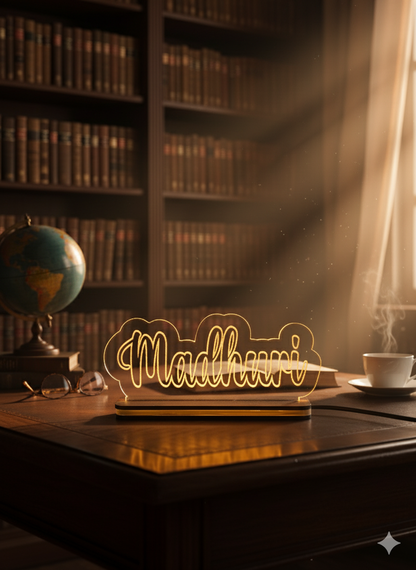 Personalized LED Name Lamp - Modern Engraved LED Desk Lamp