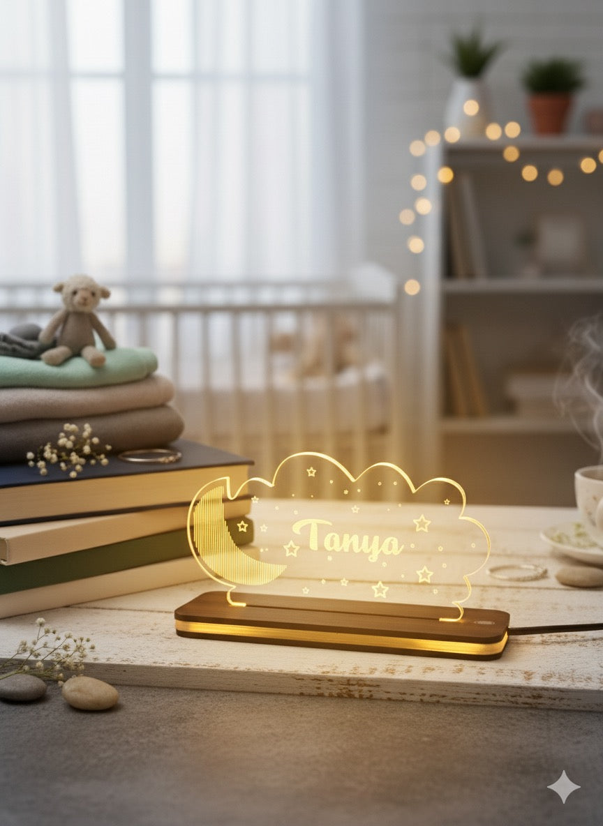 Personalized LED Light Gift  - Dreamy Cloud & Moon