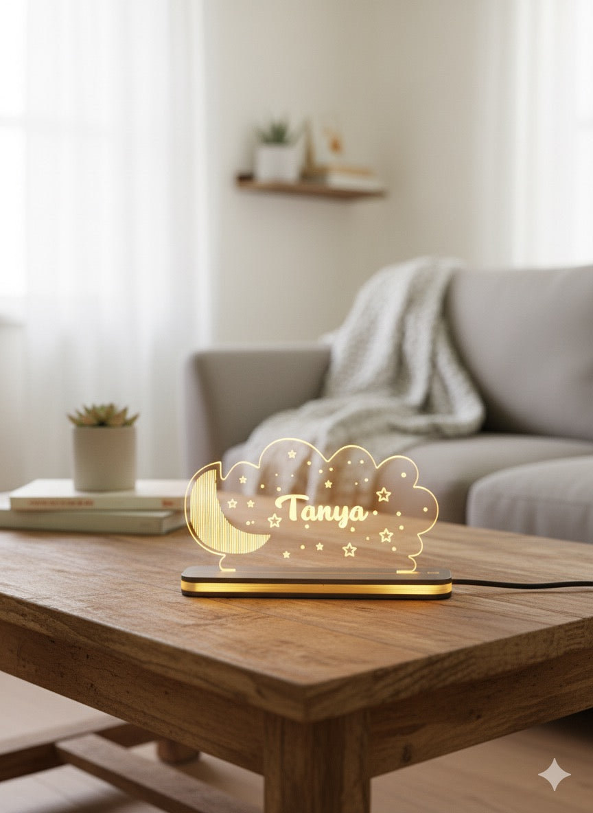 Personalized LED Light Gift  - Dreamy Cloud & Moon