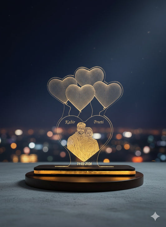 Custom Engraved Couple's Photo LED Lamp