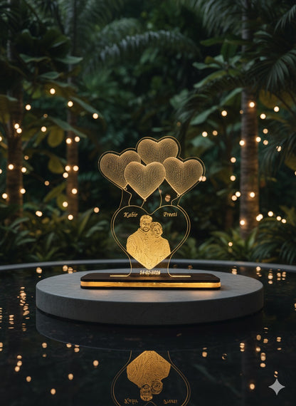 Custom Engraved Couple's Photo LED Lamp