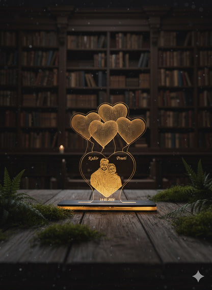 Custom Engraved Couple's Photo LED Lamp