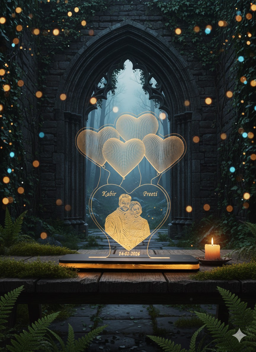 Custom Engraved Couple's Photo LED Lamp