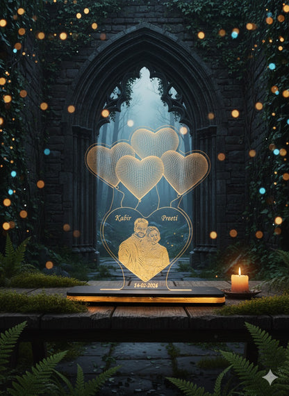 Custom Engraved Couple's Photo LED Lamp